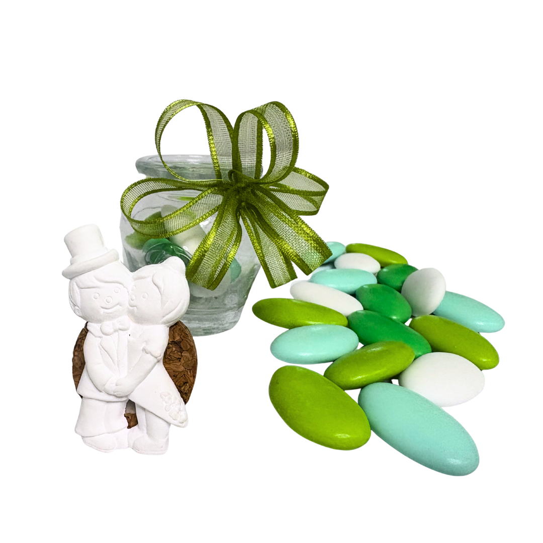 Barattolino vetro tappo sughero con applicazione